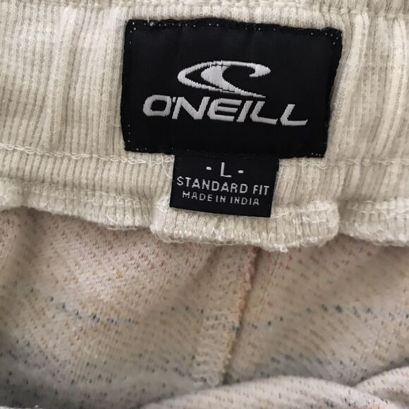 O'Neill Cream Striped Cotton Casual Surf Beach Drawstring Mens Sweat Shorts - L - Picture 9 of 9